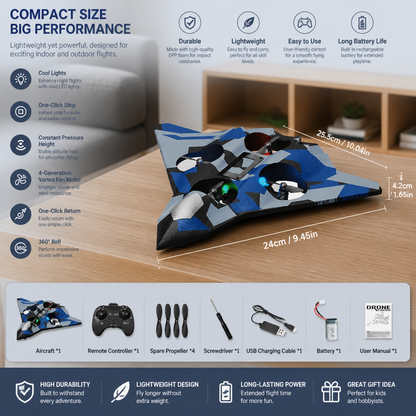 Durable Foam RC Fighter Plane with Altitude Hold & 360° Stunt Rolls