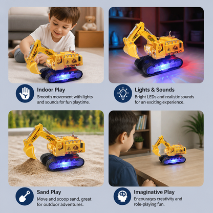 Electric Transforming Robot Excavator Toy with Lights & Sounds