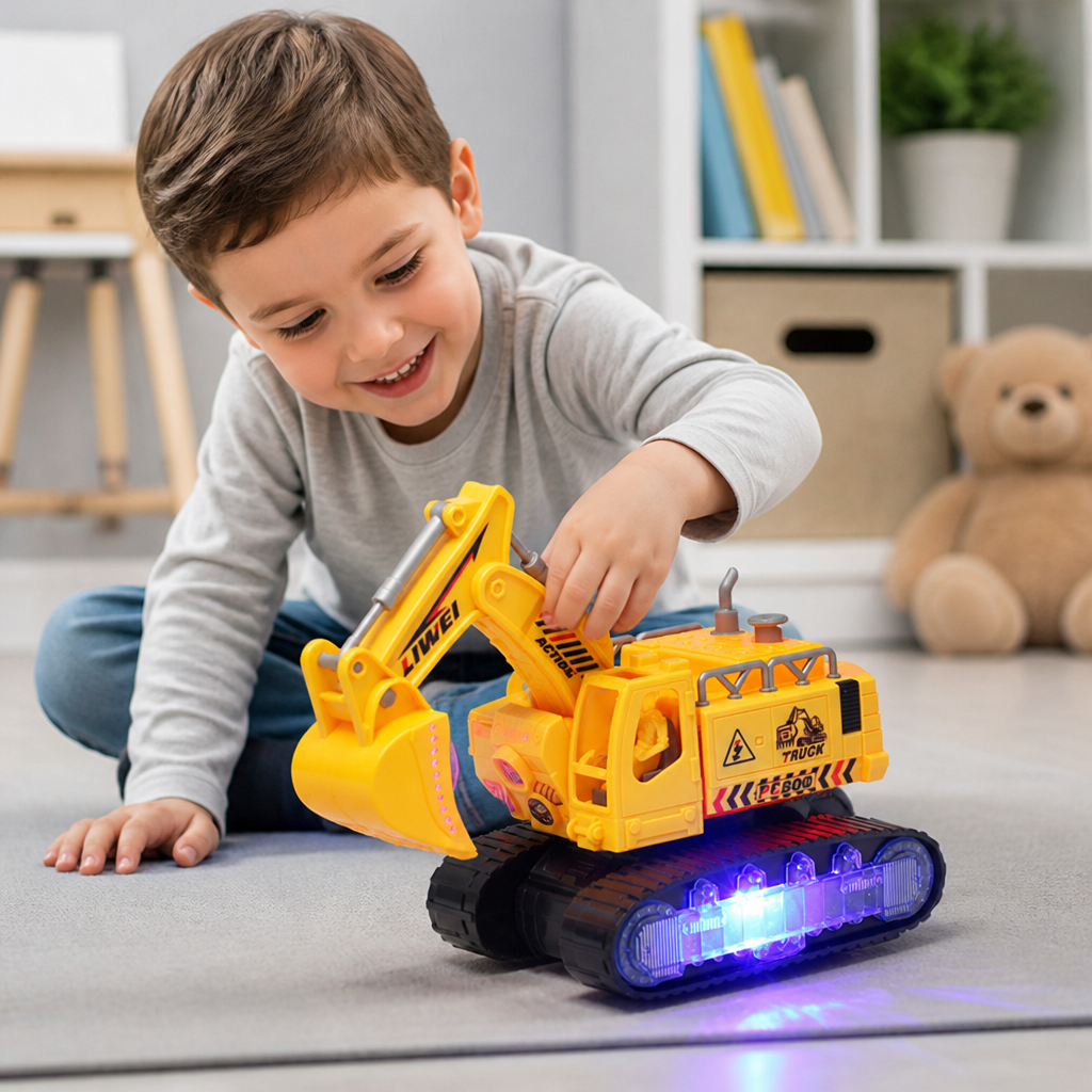 Electric Transforming Robot Excavator Toy with Lights & Sounds