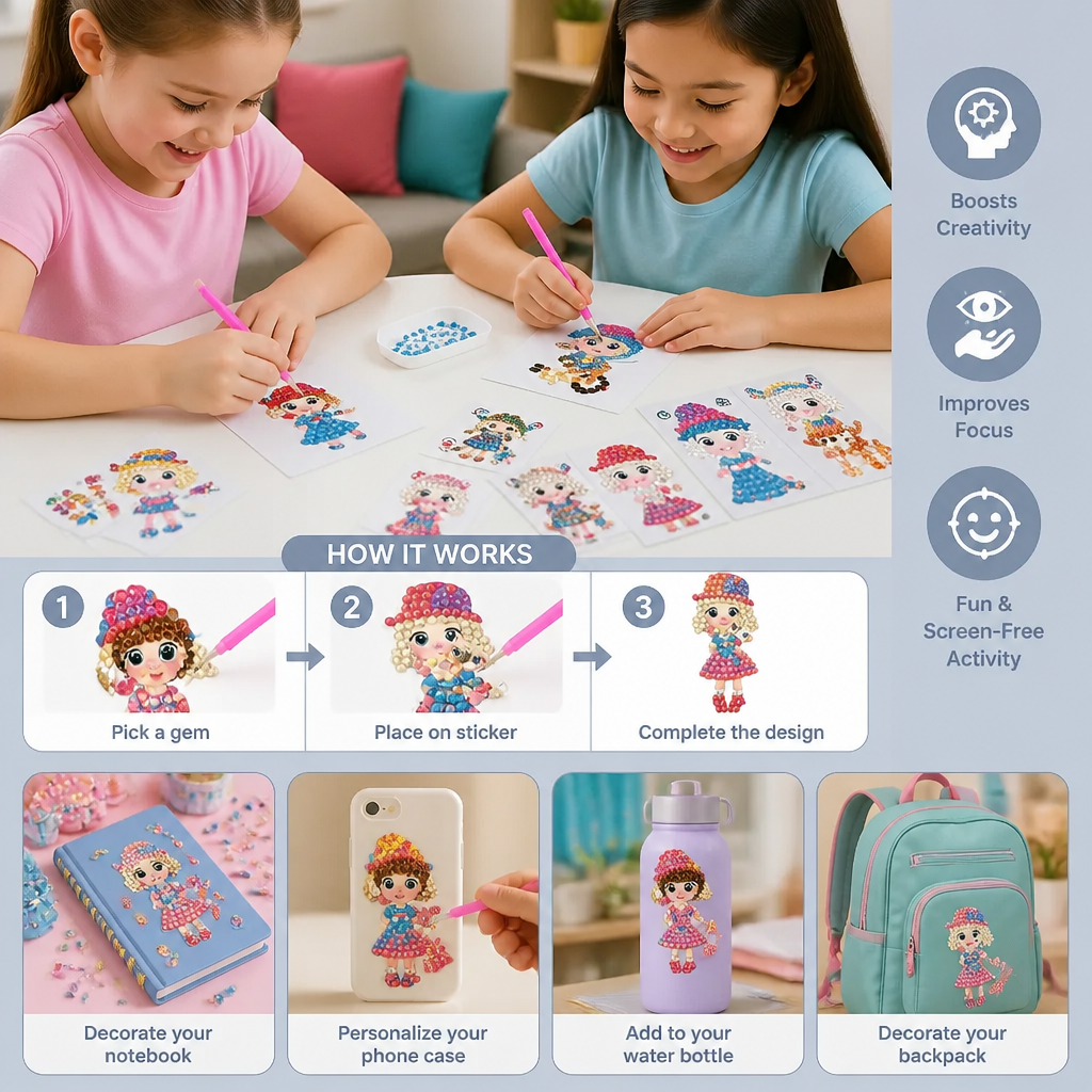 DIY Diamond Art Sticker Craft Kit for Kids