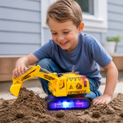 Electric Transforming Robot Excavator Toy with Lights & Sounds