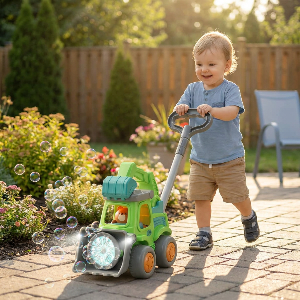 Light-Up Bubble Push Toy – Bubble Blowing Walker for Kids