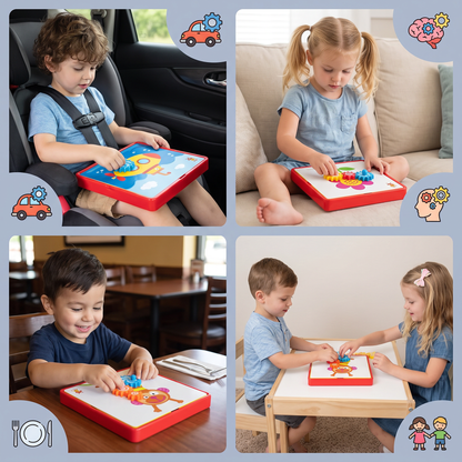 Creative Gear Puzzle Board Travel Box with Activity Cards for Kids