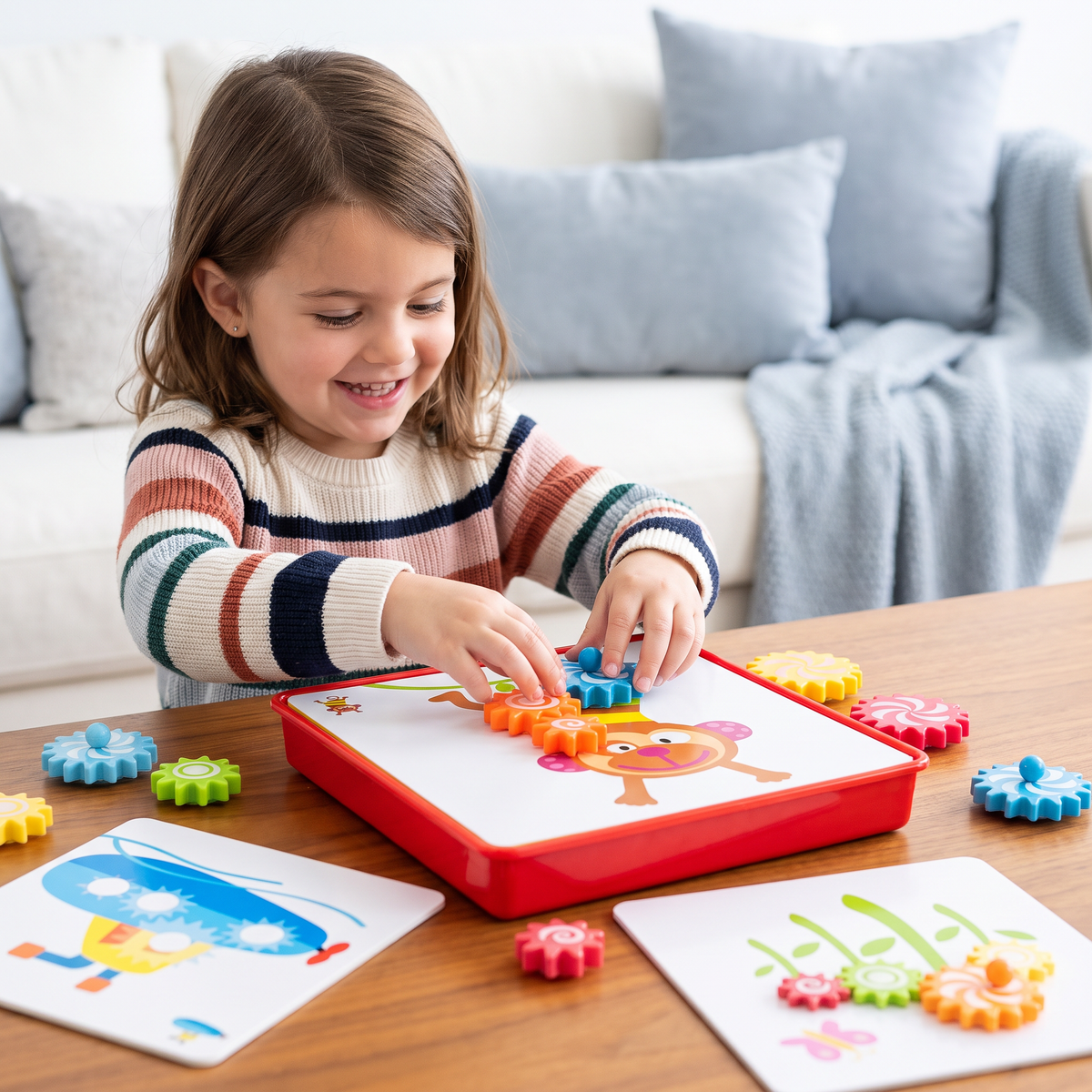 Creative Gear Puzzle Board Travel Box with Activity Cards for Kids