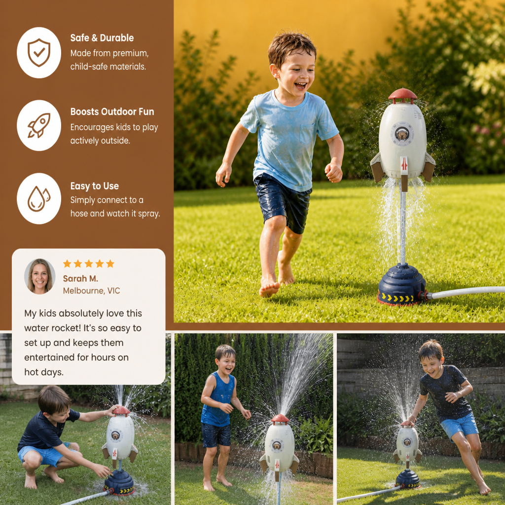 Flying Rocket Water Sprinkler Outdoor Toy for Kids