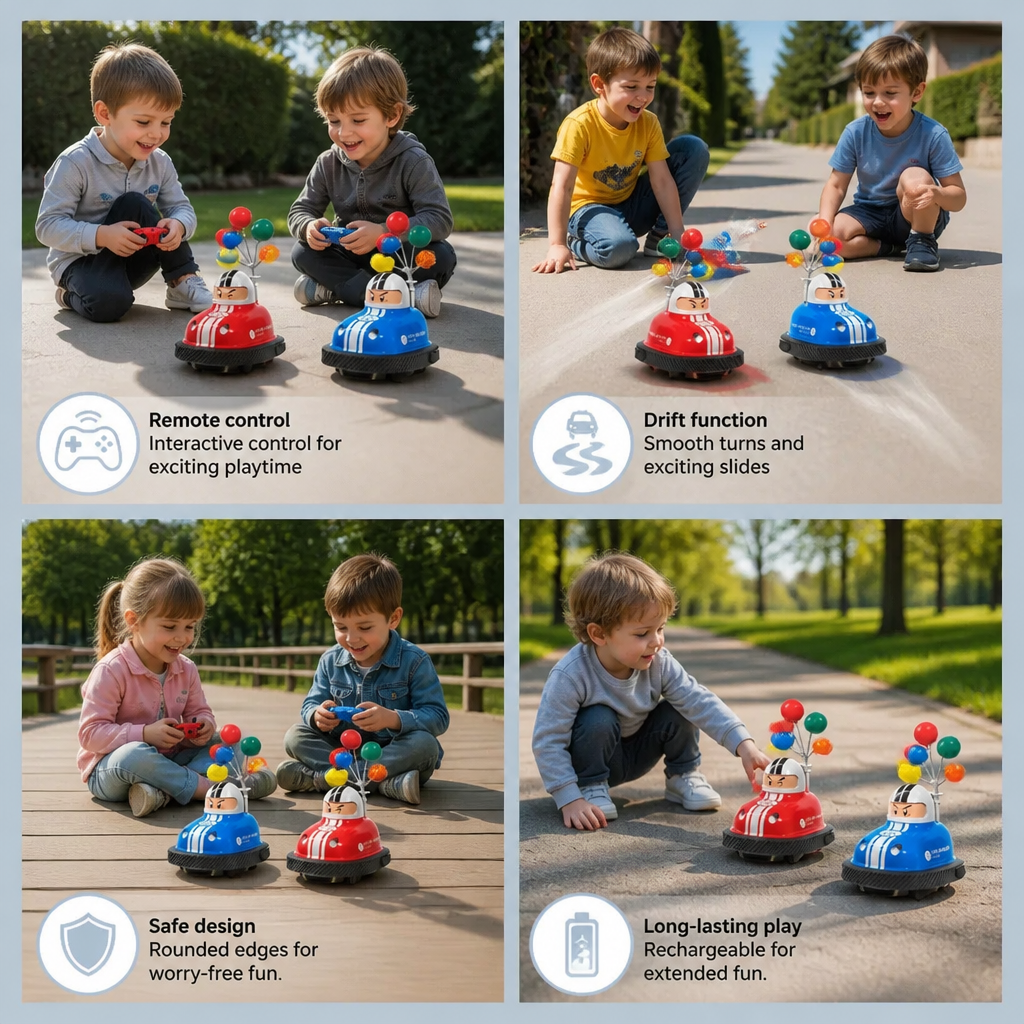 Bumper cars with skid function