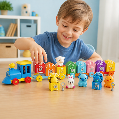 Educational Montessori Farm Number Train Toy