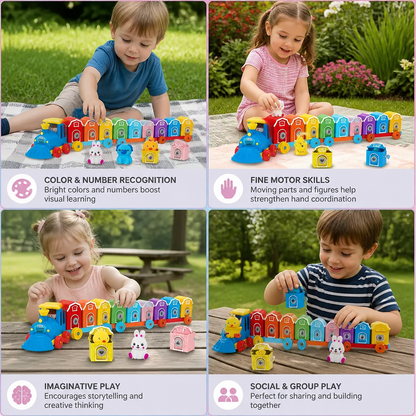 Educational Montessori Farm Number Train Toy