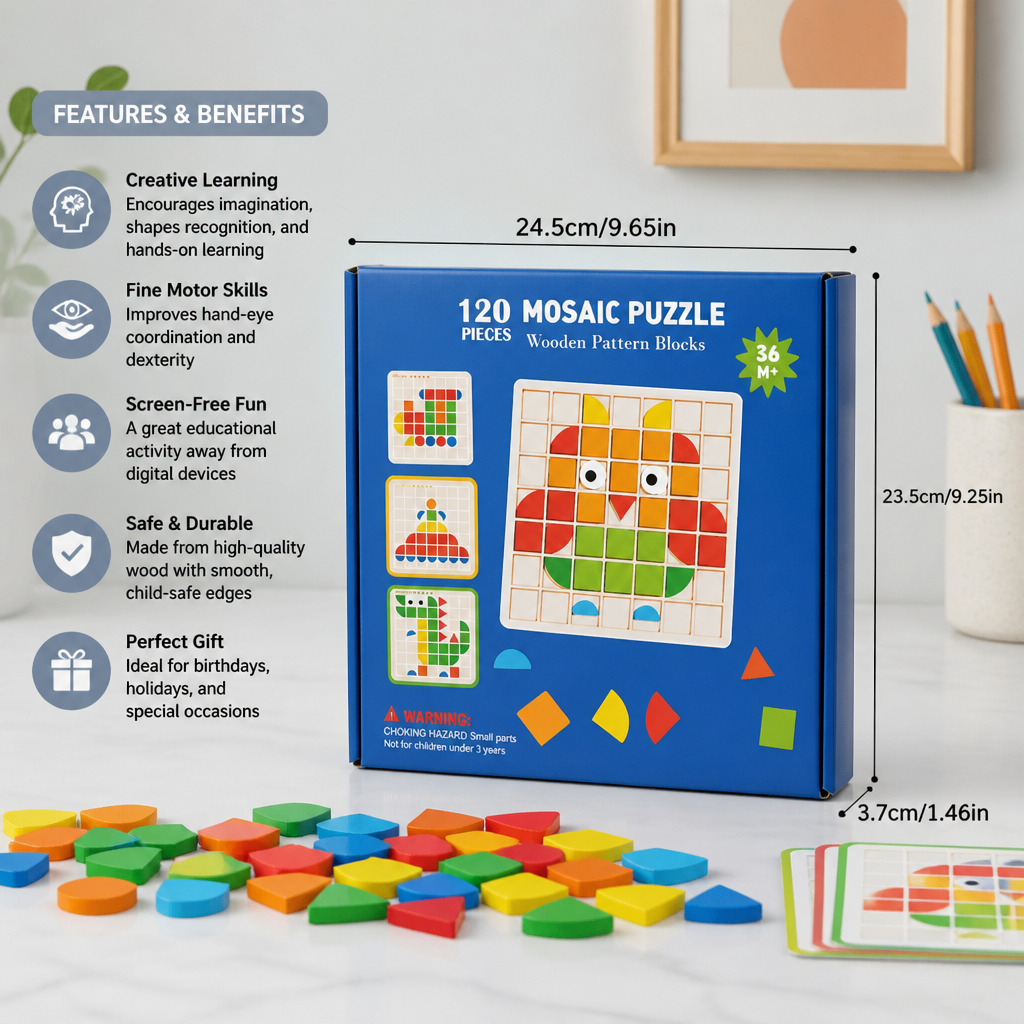 Montessori Mosaic Puzzle Colors and Shapes Game