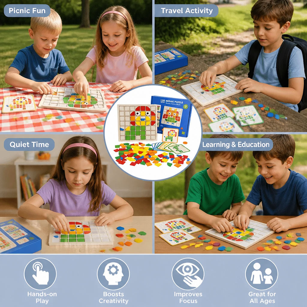 Montessori Mosaic Puzzle Colors and Shapes Game