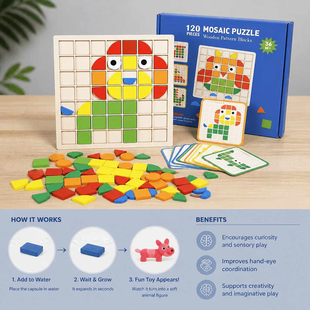 Montessori Mosaic Puzzle Colors and Shapes Game