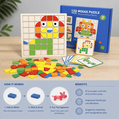 Montessori Mosaic Puzzle Colors and Shapes Game