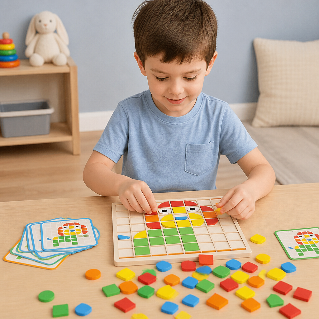 Montessori Mosaic Puzzle Colors and Shapes Game