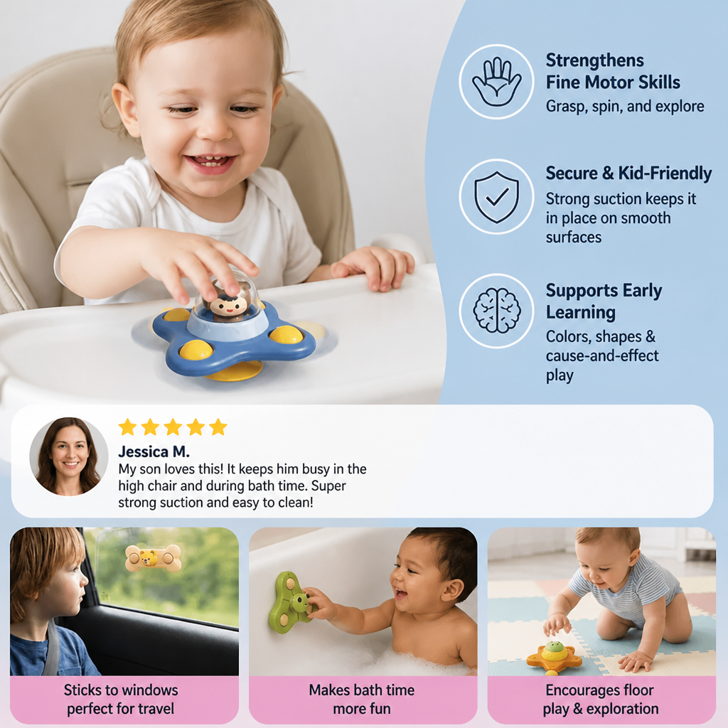 Montessori Suction Cup Spinner – Rotating Educational Toy