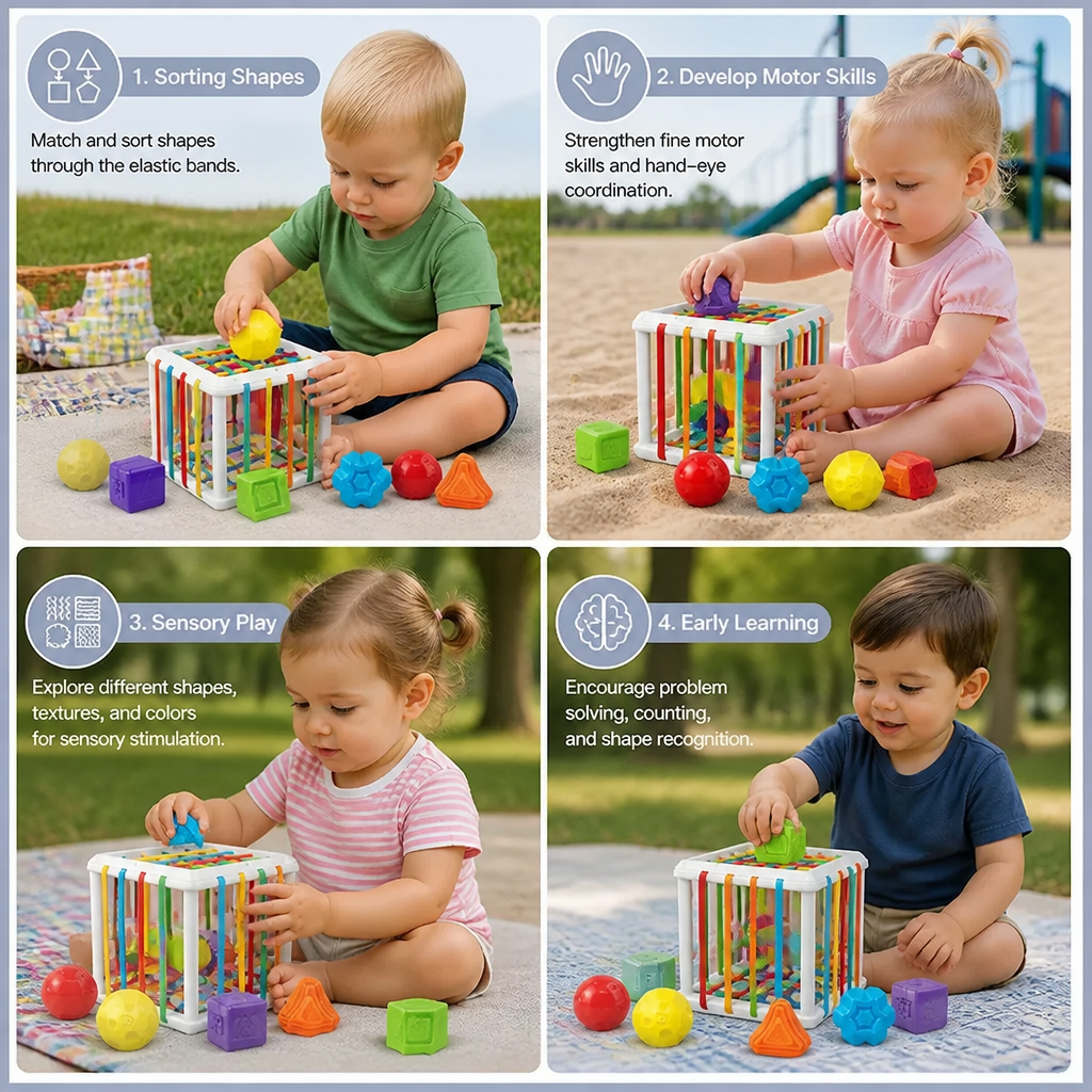 Montessori shapebox – sorting and motor skills game