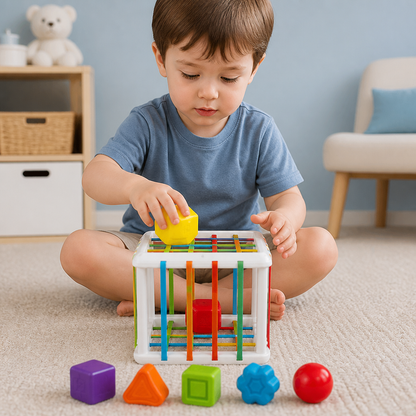 Montessori shapebox – sorting and motor skills game