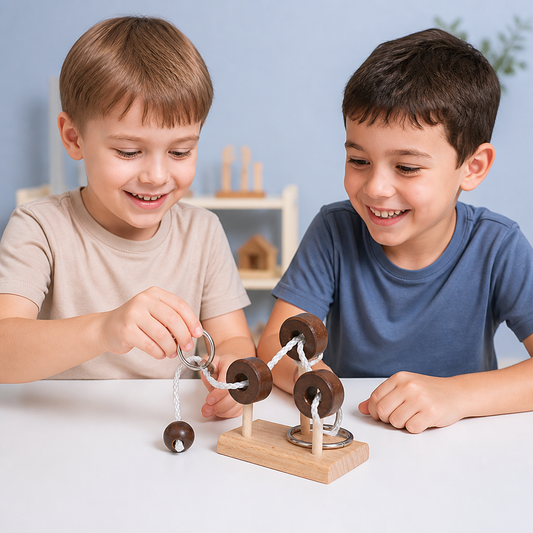 Handmade Wooden Rope Brain Teaser – Logic Puzzle Game for the Whole Family