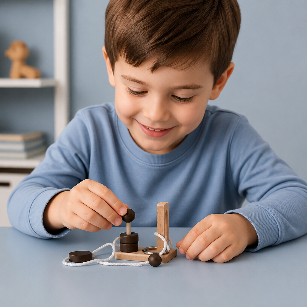 Handmade Wooden Rope Brain Teaser – Logic Puzzle Game for the Whole Family