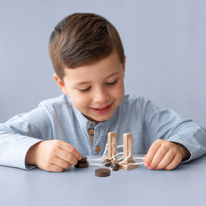 Handmade Wooden Rope Brain Teaser – Logic Puzzle Game for the Whole Family
