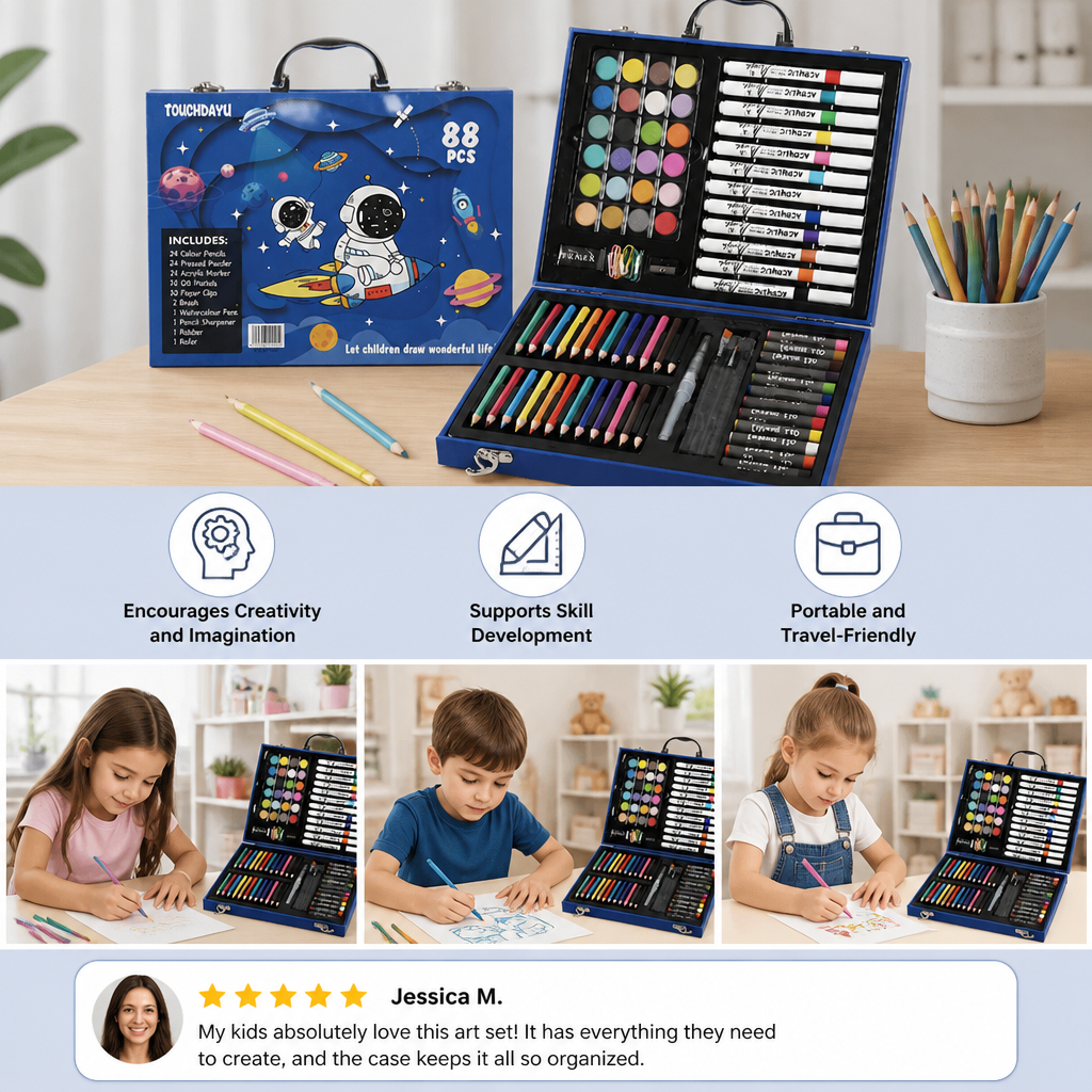 88-Piece Creative Art Case for Little Artists