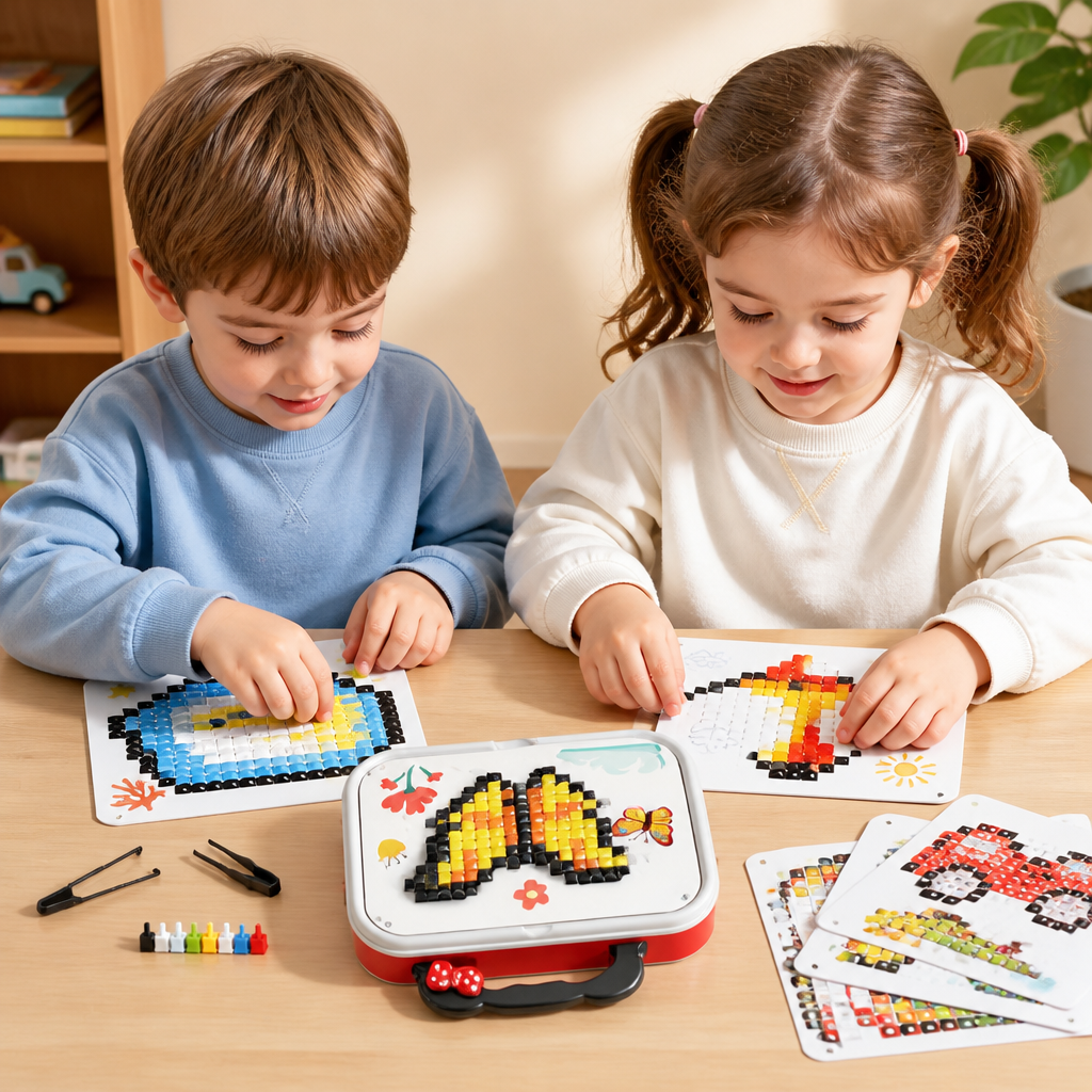 Kids Montessori Mushroom Pegboard Mosaic Puzzle Set