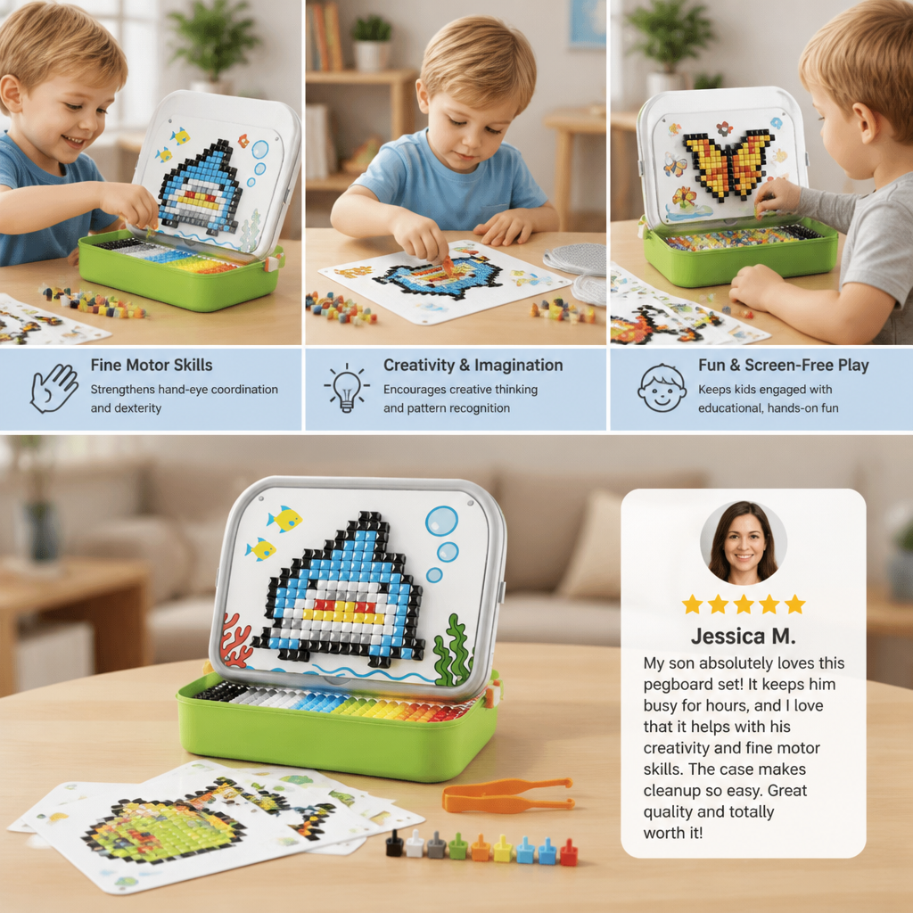 Kids Montessori Mushroom Pegboard Mosaic Puzzle Set
