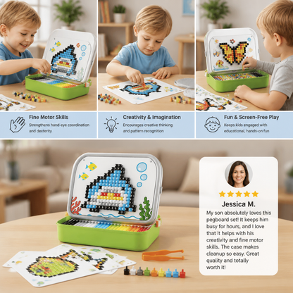 Kids Montessori Mushroom Pegboard Mosaic Puzzle Set