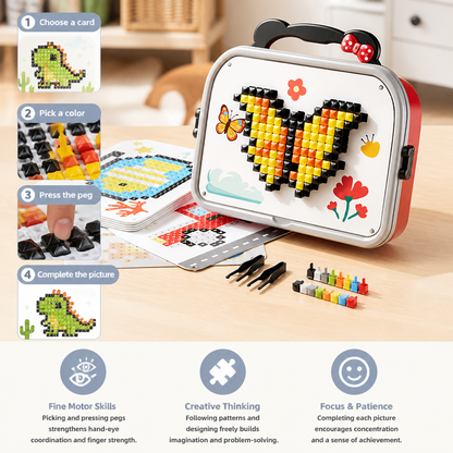 Kids Montessori Mushroom Pegboard Mosaic Puzzle Set