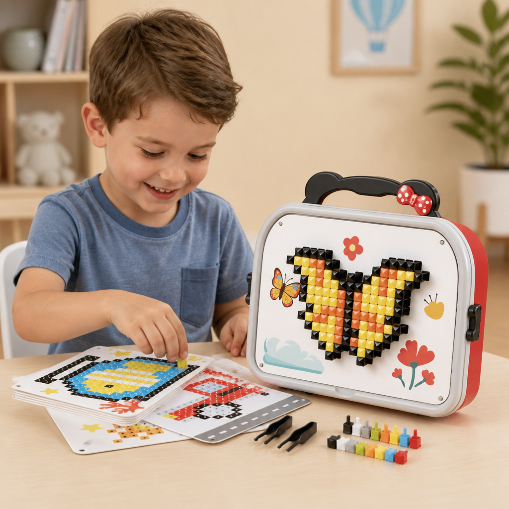 Kids Montessori Mushroom Pegboard Mosaic Puzzle Set