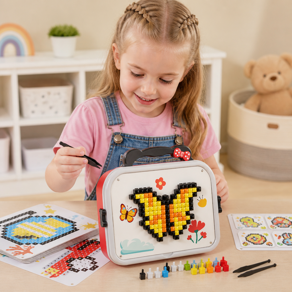 Kids Montessori Mushroom Pegboard Mosaic Puzzle Set