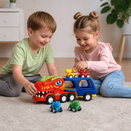 Dinosaur Transport Truck Toy Set with Mini Dino Cars
