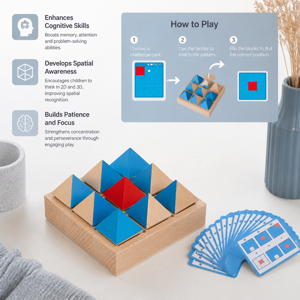 Wooden Geometric Pattern Puzzle – Logic & Spatial Thinking Game