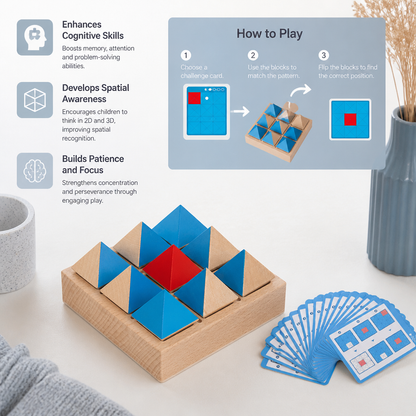 Wooden Geometric Pattern Puzzle – Logic & Spatial Thinking Game