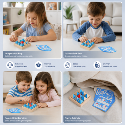 Wooden Geometric Pattern Puzzle – Logic & Spatial Thinking Game