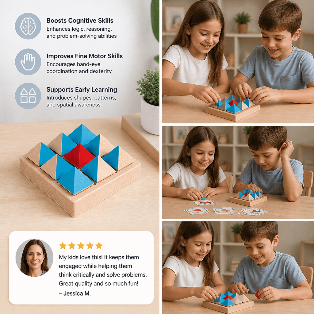 Wooden Geometric Pattern Puzzle – Logic & Spatial Thinking Game