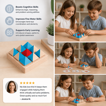 Wooden Geometric Pattern Puzzle – Logic & Spatial Thinking Game