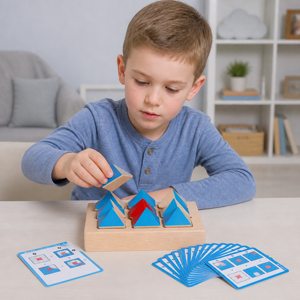 Wooden Geometric Pattern Puzzle – Logic & Spatial Thinking Game