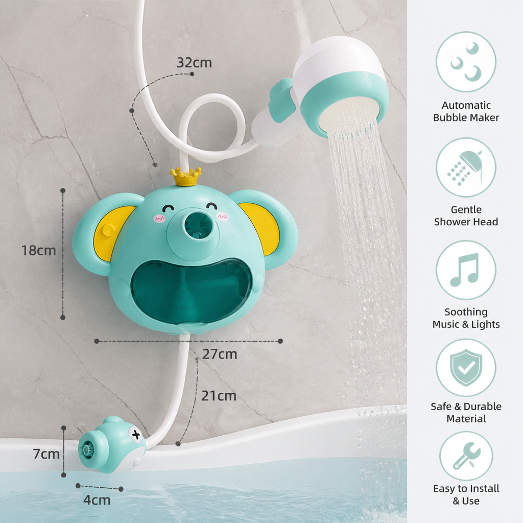 Musical Elephant Bubble Bath Toy with Shower Head