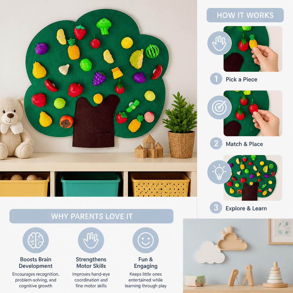 Felt Fruit Tree Activity Board – Montessori Learning Toy