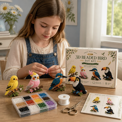 3D Beaded Animal Craft Kit – DIY Mini Bead Art Set for Beginners