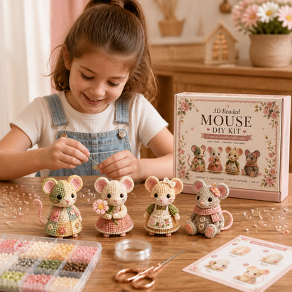3D Beaded Animal Craft Kit – DIY Mini Bead Art Set for Beginners