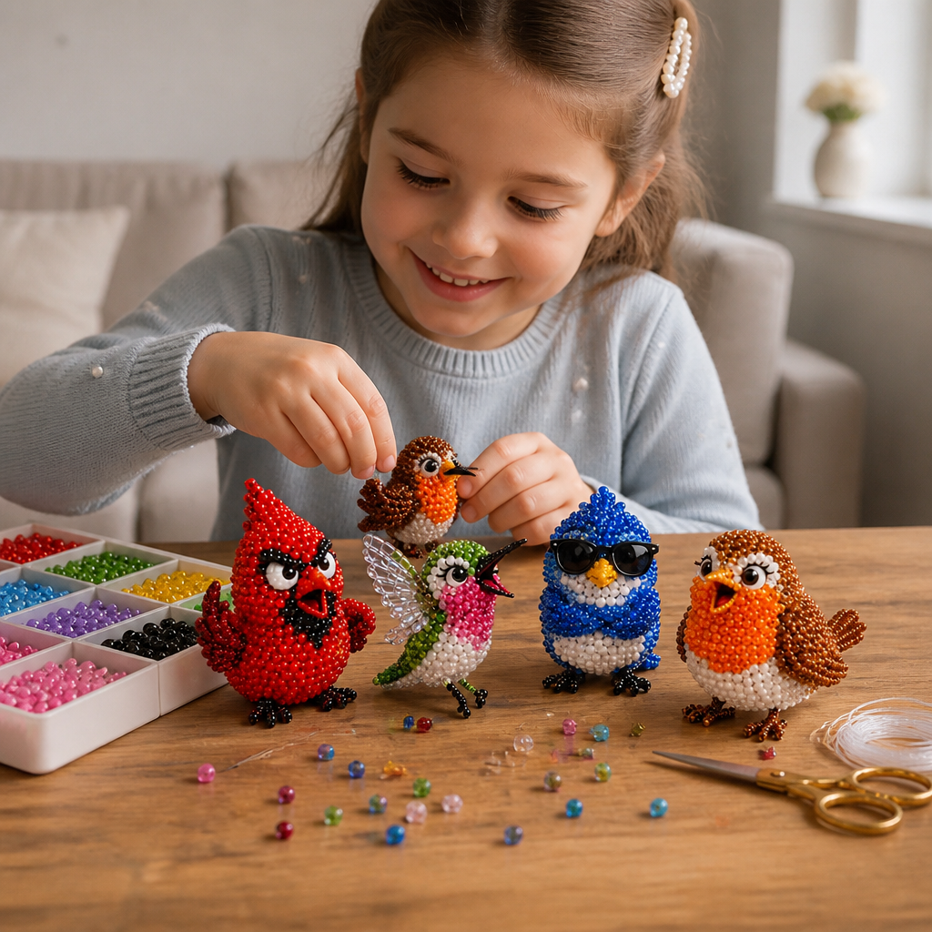 3D Beaded Animal Craft Kit – DIY Mini Bead Art Set for Beginners