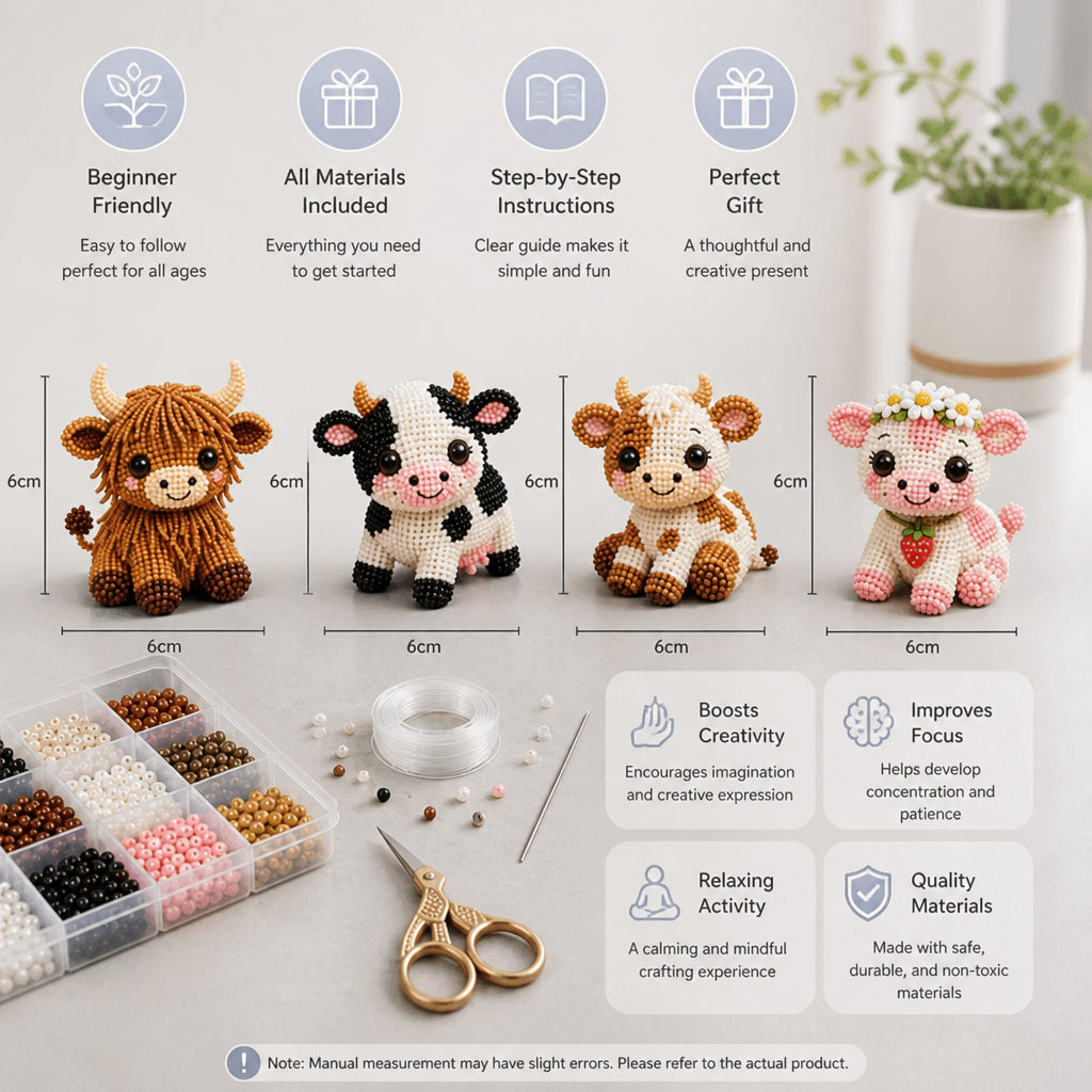 3D Beaded Animal Craft Kit – DIY Mini Bead Art Set for Beginners