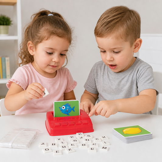 Interactive Spelling & Word Matching Game – Preschool Literacy Learning Toy with Picture Cards & Letter Tiles