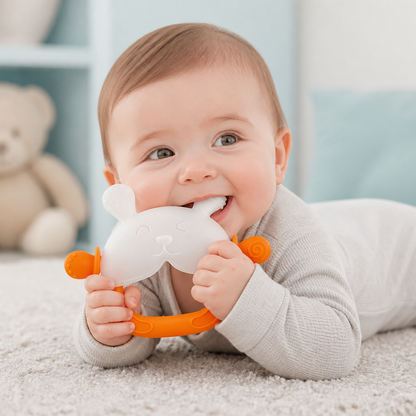 Bunny Baby Teething Mitten – Soft BPA-Free Silicone Gum Soother with Anti-Drop Wristband (3–18 Months)