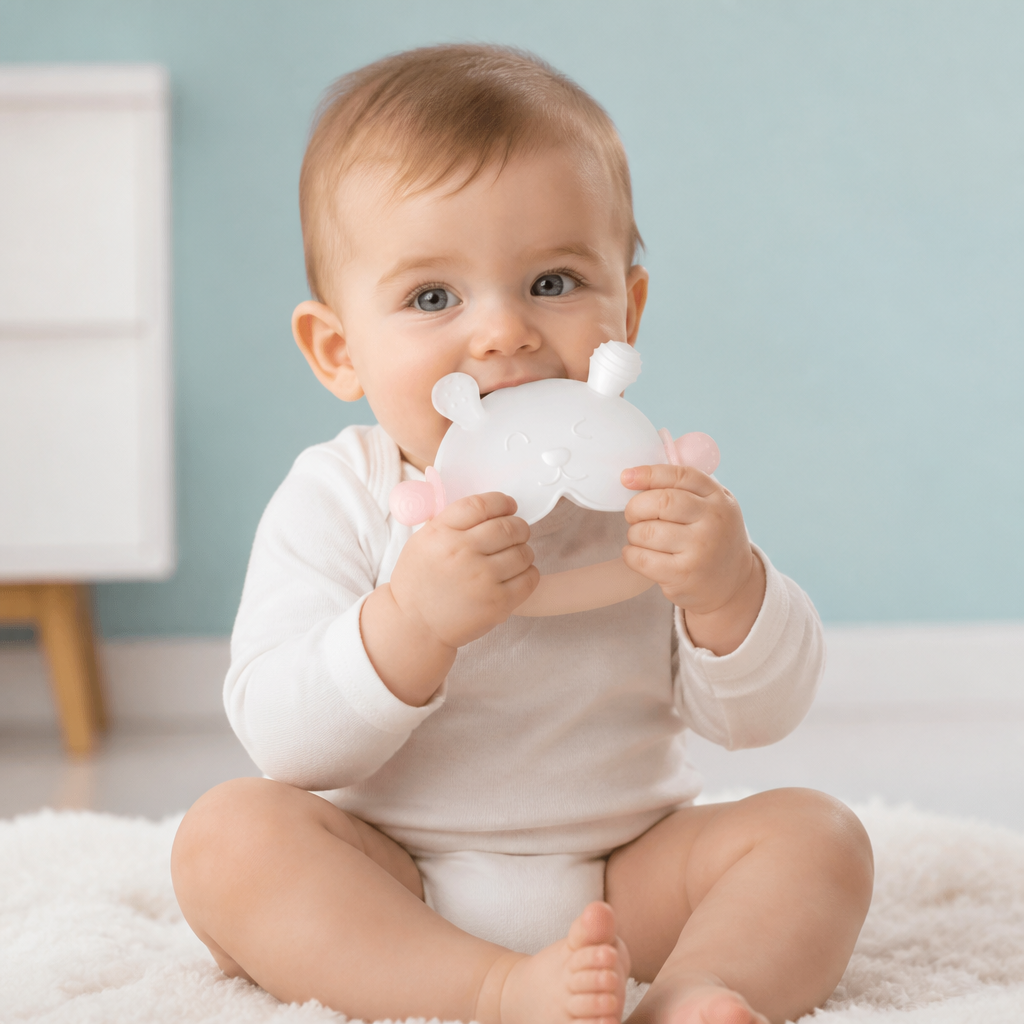 Bunny Baby Teething Mitten – Soft BPA-Free Silicone Gum Soother with Anti-Drop Wristband (3–18 Months)