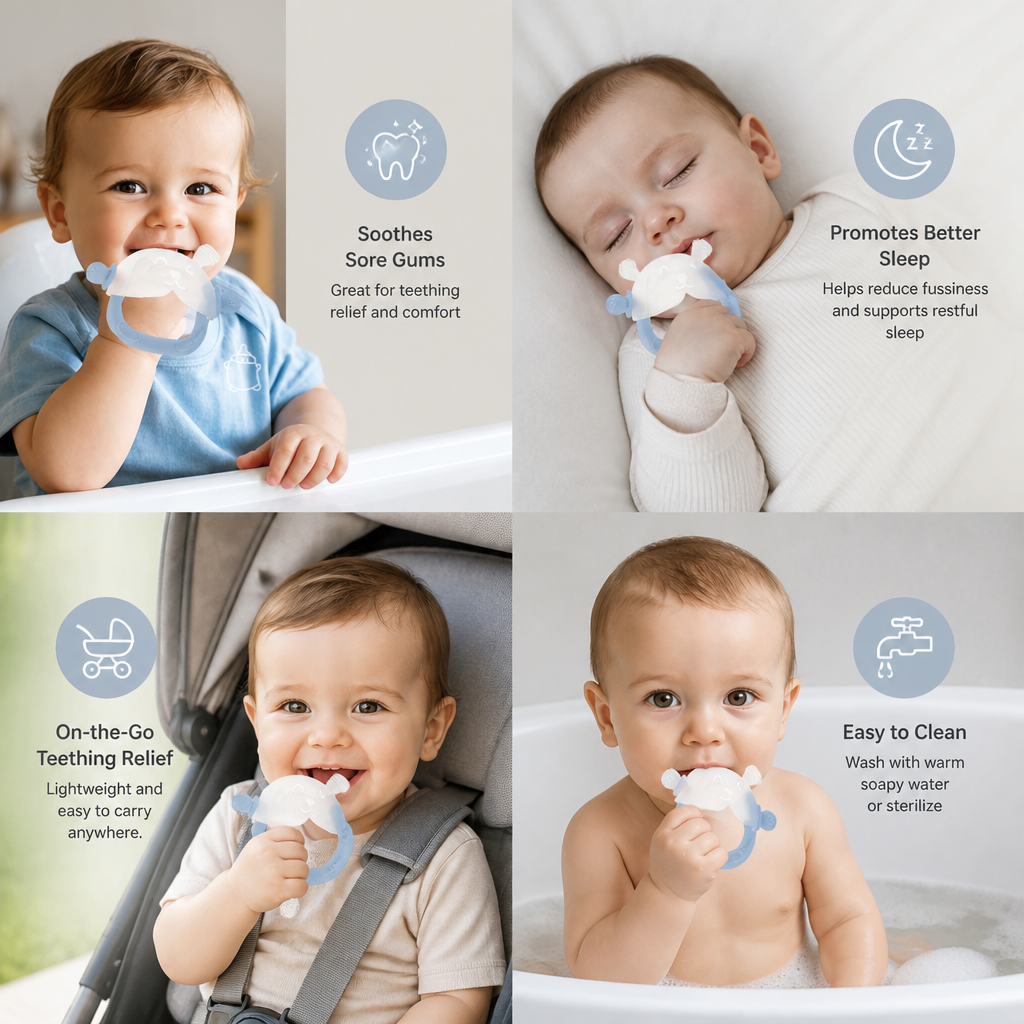 Bunny Baby Teething Mitten – Soft BPA-Free Silicone Gum Soother with Anti-Drop Wristband (3–18 Months)