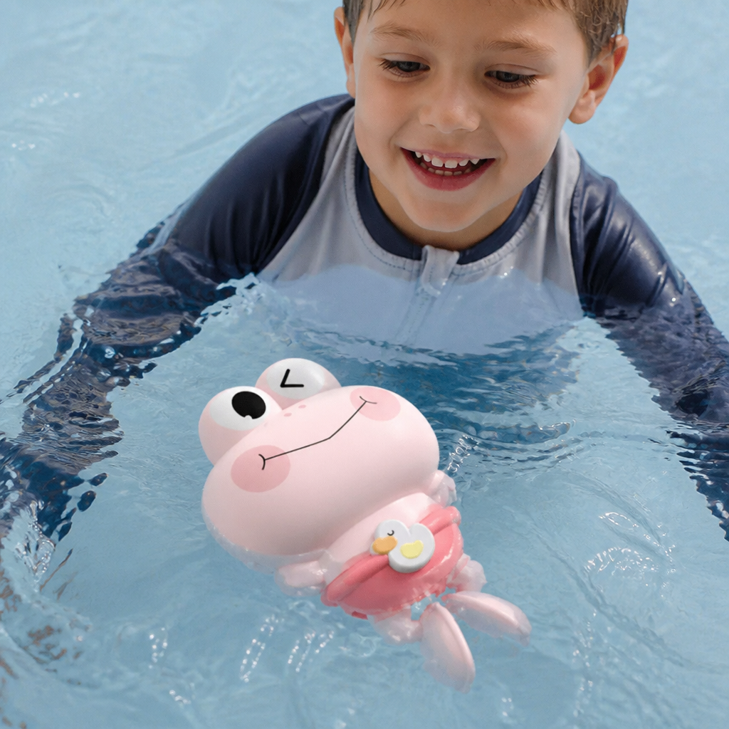 Cute Wind-Up Swimming Frog Bath Toy for Kids