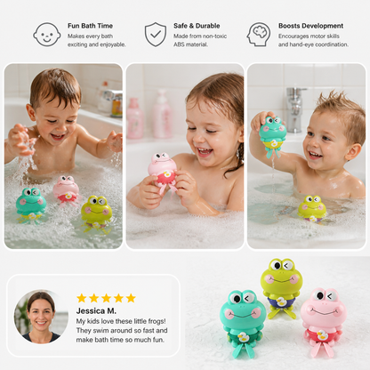 Cute Wind-Up Swimming Frog Bath Toy for Kids
