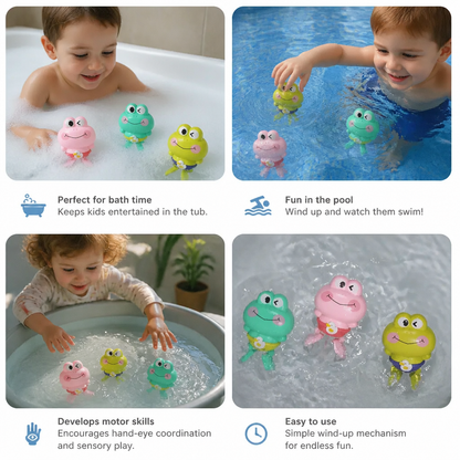 Cute Wind-Up Swimming Frog Bath Toy for Kids